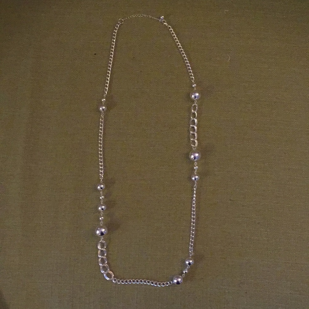 Silver ball and chain statement necklace